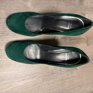Stuart Weitzman Forest Green Suede Heels